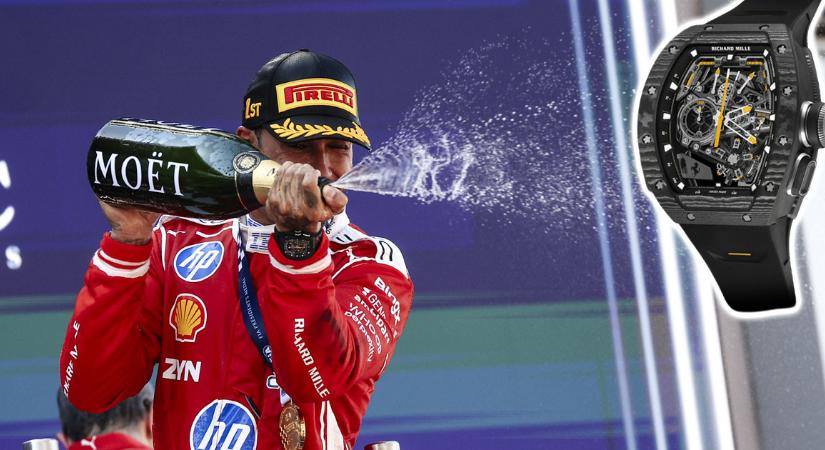 800 milliós Richard Mille-ben ünnepelte első ferraris futamgyőzelmét Lewis Hamilton