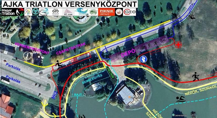 Több órás útlezárások lesznek Ajkán a hétvégi triatlon miatt