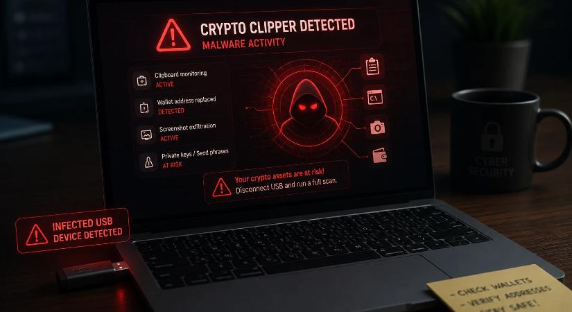 Microsoft-riasztás: USB-meghajtókon terjedő „Crypto Clipper” lopja a kriptotárcák adatait