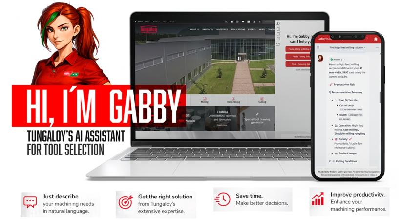 Április végén bemutatkozott Gabby, a Tungaloy AI alapú szerszámválasztó asszisztense