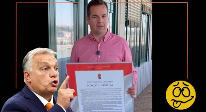 Napi őrület: ‘nemzeti hitvallás’ -érett meggy, megy cseresznye?- rendelhető Orbán Viktor aláírásával
