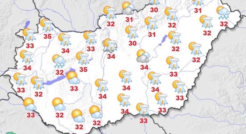 Hőséggel indul a nap, de aztán jönnek a zivatarok – az egész országra veszélyjelzést adtak ki