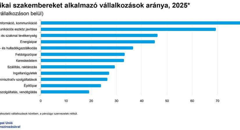Informatikai szakembereket alkalmazó vállalkozások aránya - grafikon