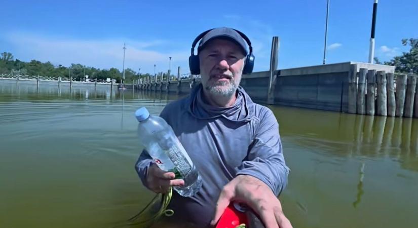 Megdöbbentő akció, átgyalogolta a Velencei-tavat egy férfi (galéria, videók)