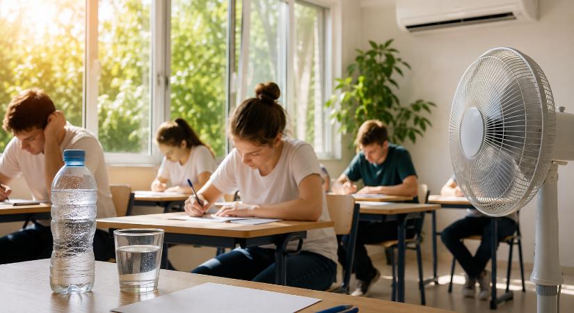 Vizsgaelőkészületek kánikulában: ivóvízzel, klímaberendezéssel óvják az érettségizőket