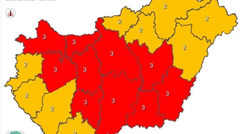 Harmadfokú hőségriasztás: a Balatonnál 38 fok, Veszprém vármegye is vörösben (videó)