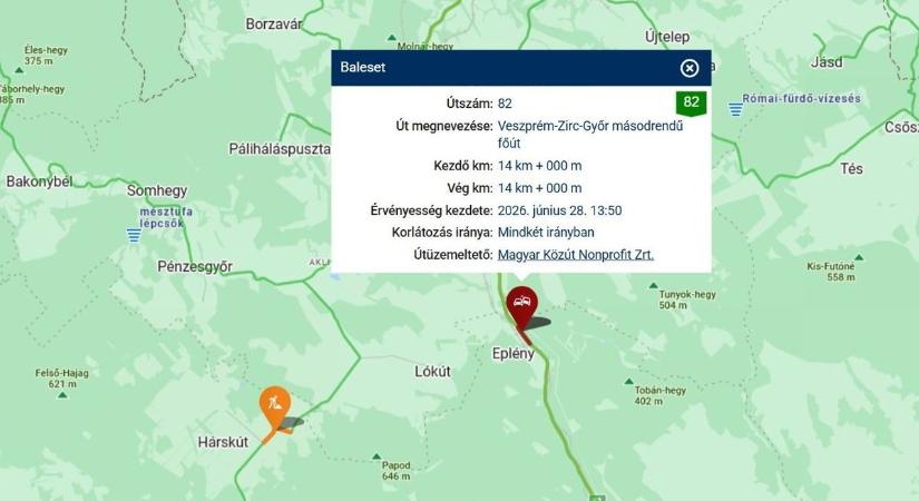 Baleset történt Eplénynél, mindkét irányban forgalomkorlátozás várható (videó)