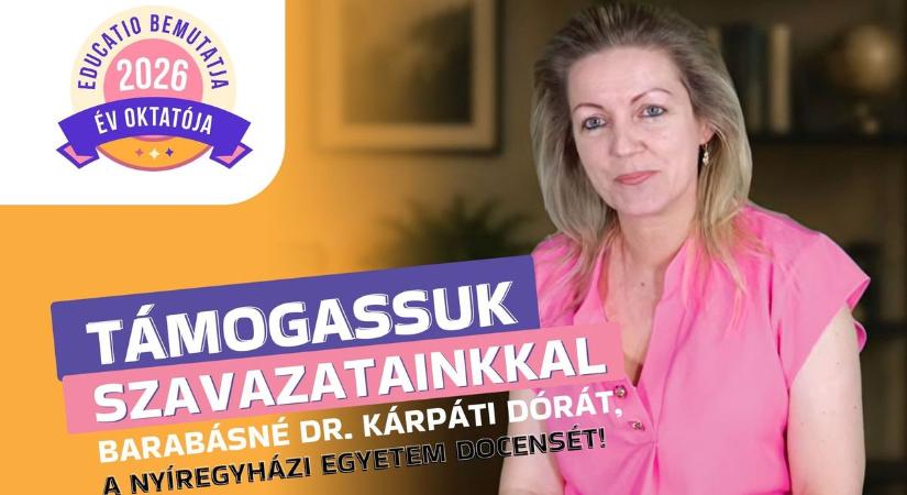 Ismét a TOP 9-ben a Nyíregyházi Egyetem oktatója – szavazzunk Barabásné dr. Kárpáti Dórára a közönségdíjért!