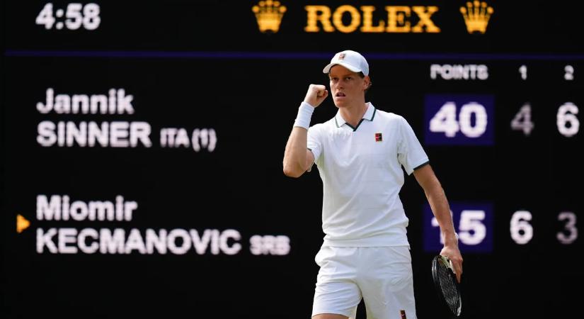 Sinner már az első fordulóban ötszettes csatára kényszerült Wimbledonban, de továbbjutott