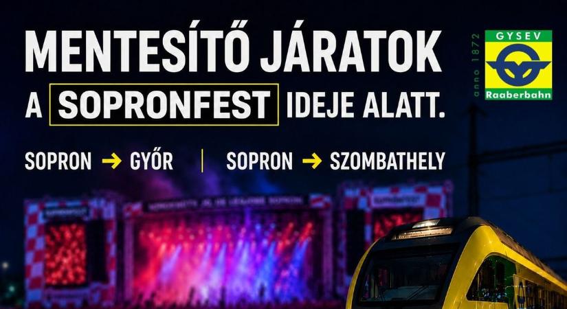 Mentesítő járatokat indít a GYSEV a SopronFest ideje alatt