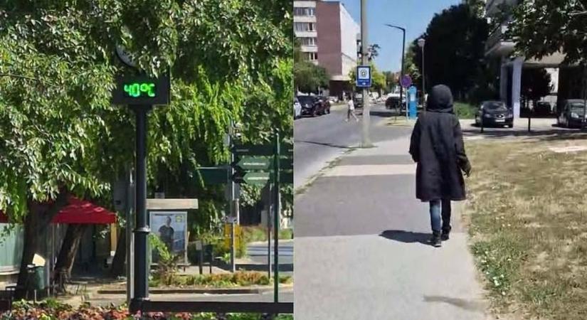 Komolyan? Amíg mindenki szenved a 40 fokban, egy gyalogos nagykabátban járja Szekszárd utcáit
