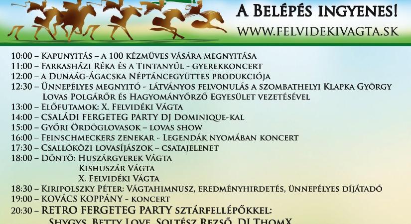 Egész napos ingyenes programokkal vár mindenkit a X. Felvidéki Vágta július 4-én