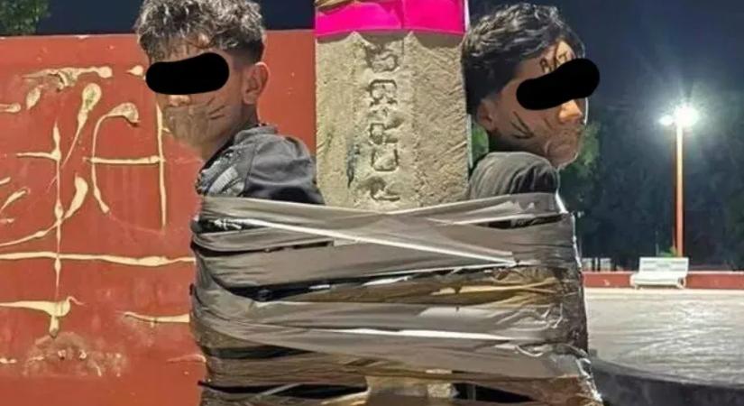 Motortolvajokat kötöz lámpaoszlopokhoz a mexikói duct tape-es Batman, macskabajszot is rajzol az arcukra