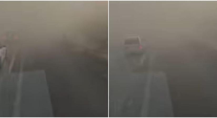 Alig láttak valamit a sofőrök, akkora porvihar volt az M1-esen – videó