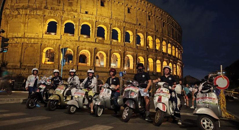 „Soha nem felejtem el!” – Magyar zászló a 25 ezres római Vespa-menet élén (galéria)