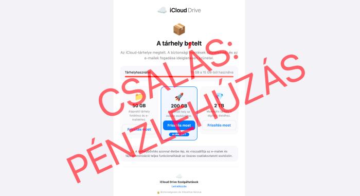 Megtelt az iCloud tárhely üzenettel riogat egy friss csalás