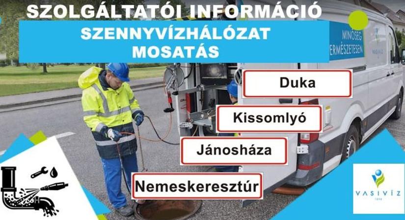 Szennyvízcsatorna-tisztítás: négy településen, három napon át kérik a lakosok együttműködését!