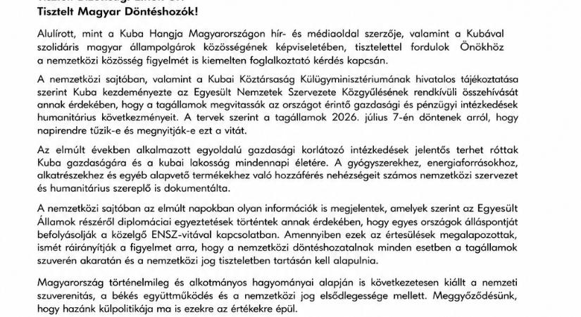 MAGYARORSZÁG NE ENEGDJEN SEMMILYEN NYOMÁSNAK KUBA ÜGYÉBEN!