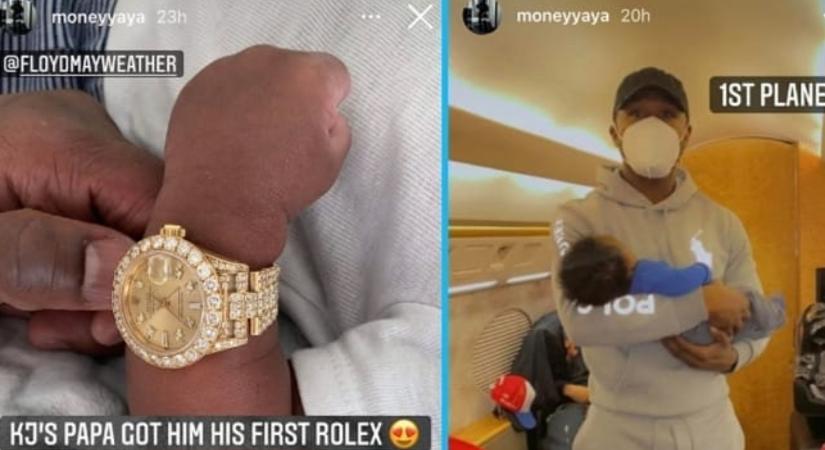 Floyd "olcsójános" Mayweather meglepte az egy hónapos unokáját egy színarany Rolex Datejust-tal