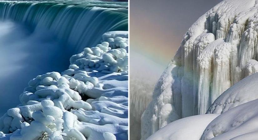 Íme a világ egyik legszebb természeti jelensége: befagyott Niagara-vízesés