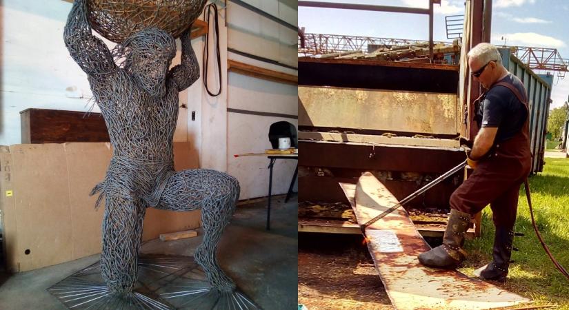Elképesztő! Több kilométer hosszú drótból és vasból készít szobrokat a barcsi férfi