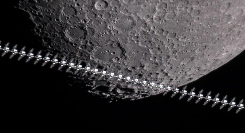 2021. március asztrofotója: Nemzetközi Űrállomás a Hold előtt