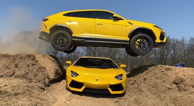 Lamborghini Urusszal ugratott egy Aventador felett egy youtuber – videó