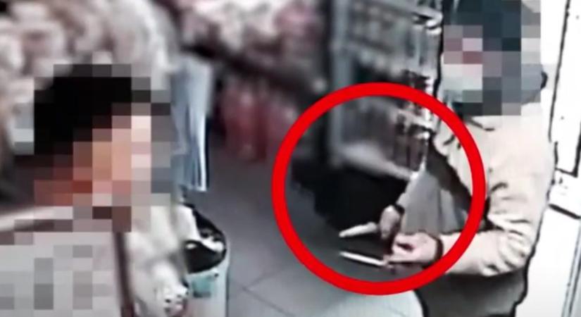 Videó: Késsel követelt alkoholt egy férfi, lefújta gázspray-vel a bolttulajdonos