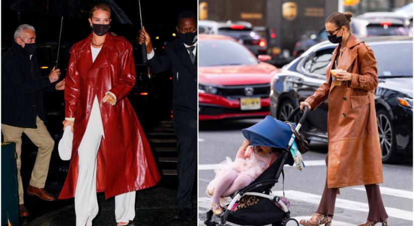 Kin áll jobban a hosszú bőrdzseki: Rosie Huntington-Whiteley-n vagy Irina Shaykon?