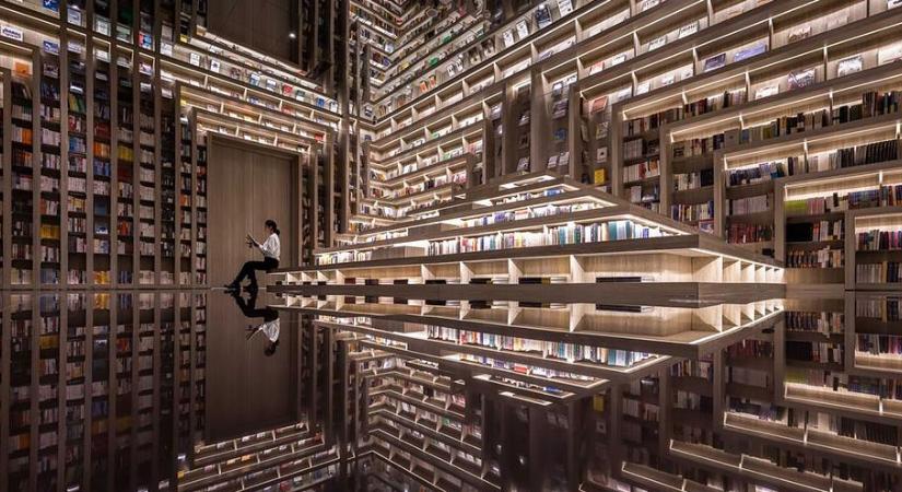 Ilyent még nem láttál! Optikai illúzióval trükköznek ebben a kínai könyvesboltban - Galéria