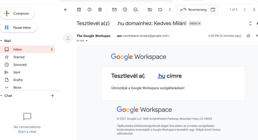 Céges e-mail beállítása Google Workspace -en (G Suite)