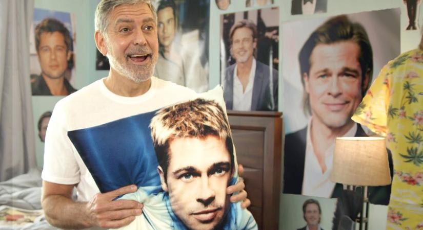 George Clooney imádni valóan csinált hülyét magából Brad Pitt legnagyobb rajongójaként