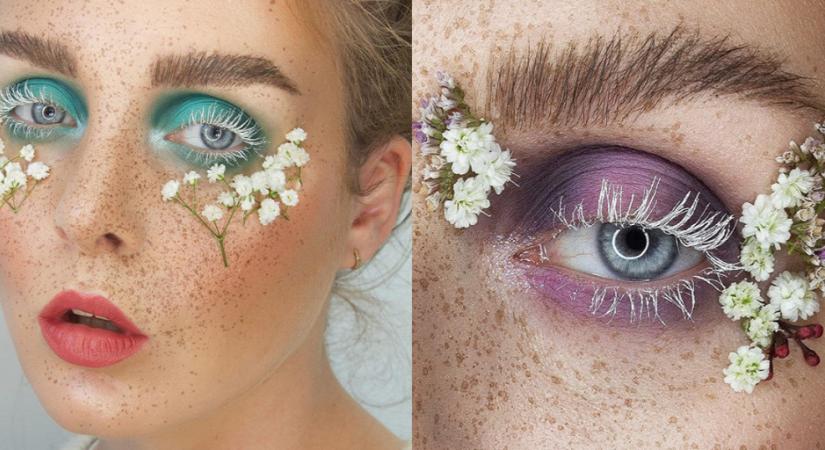 Ez a sminkes újragondolta a természetességet: valódi virágokkal dekorálja arcát - Galéria