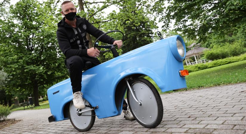 Nem mindennapi Trabant-biciklit készített a gyulai ezermester