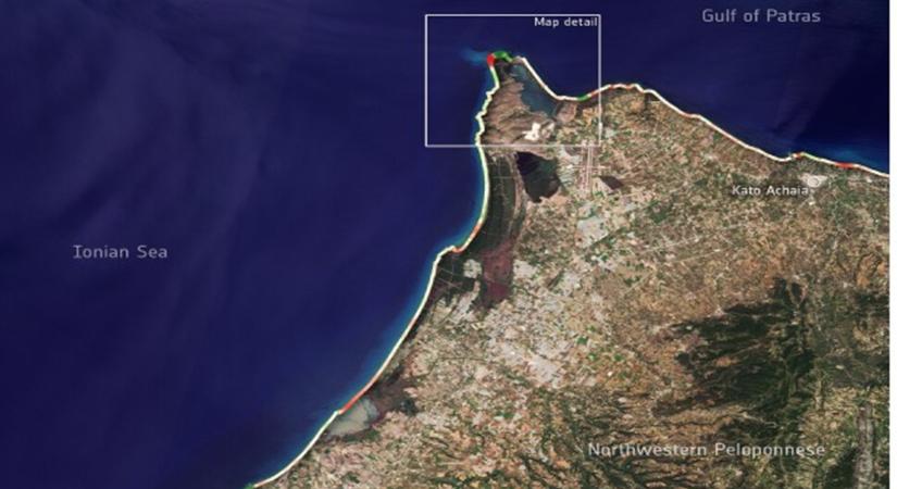 Műholdfelvételeken keresztül vizsgálták a görög partvidék átalakulását