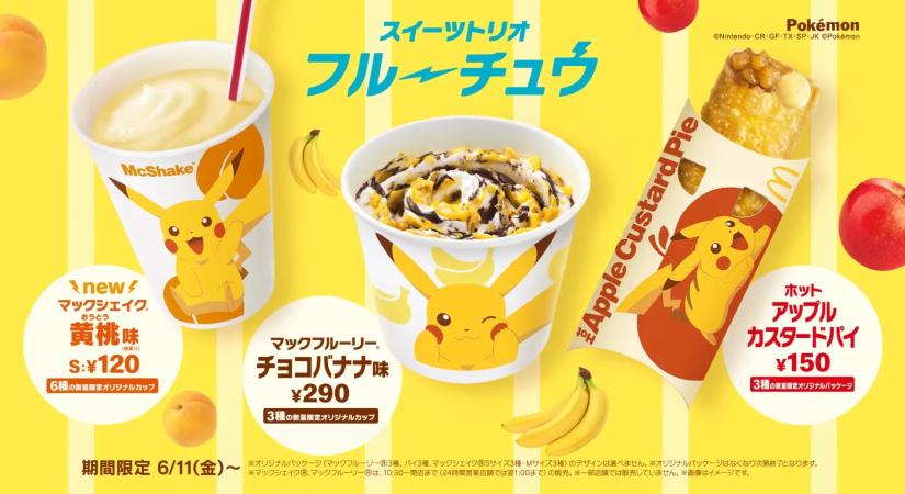 Gyümölcsös Pikachus menük a japán gyorséttermekben
