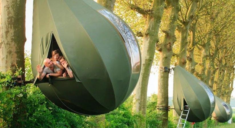A nyár kempingslágere Belgiumban ez a fára erősíthető sátor