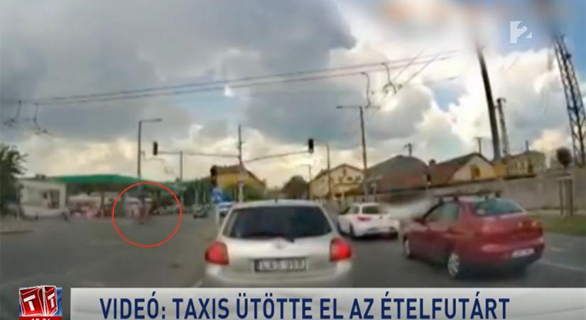 VIDEÓ: Egy taxis gázolta el az ételfutárt, aki a piroson mehetett át