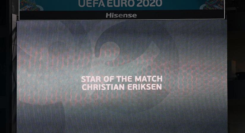 Az UEFA a kivetítőn jelentette be: Christian Eriksen lett a meccs embere