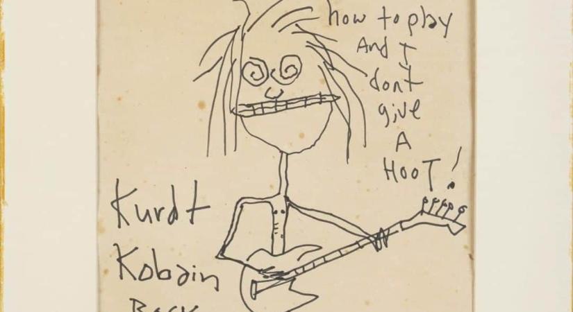 Kurt Cobain karikatúrája a becsült ár 28-szorosáért kelt el