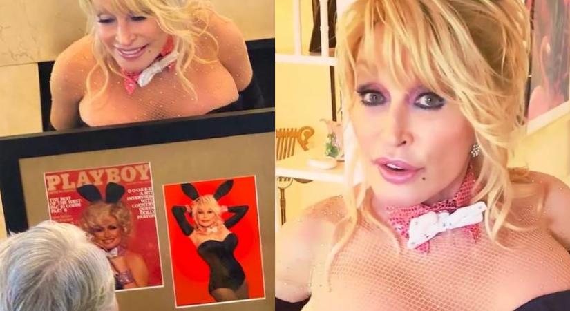 Kitette a melleit és Playboynyuszi-dresszben illegette magát a 75 éves Dolly Parton - fotók