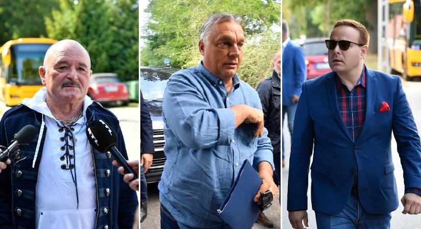 Bagi Ivánnal, díszmagyarba öltözött Nagy Feróval zajlik Orbán kötcsei eligazítása