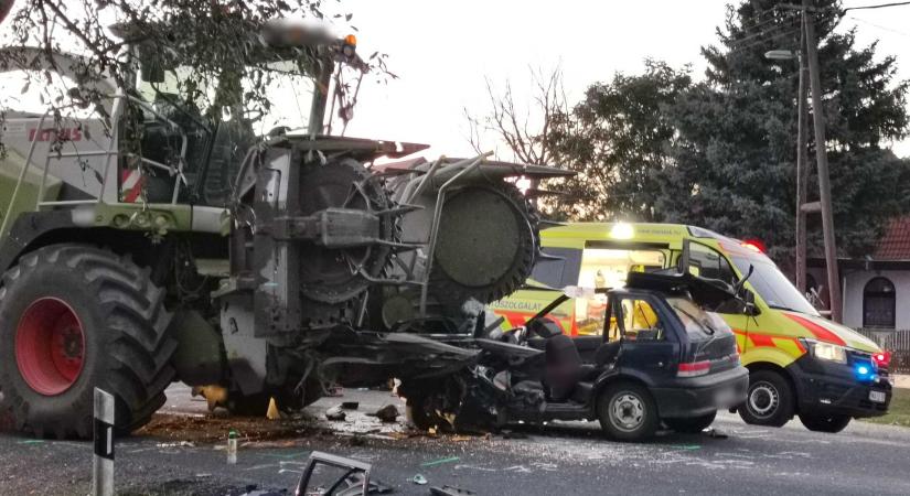 Silózógép és Suzuki ütközött Pácsonyban - ketten súlyosan megsérültek
