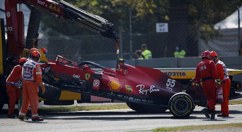 Sainz Zandvoort után Monzában is összetörte a Ferrarit (videó)