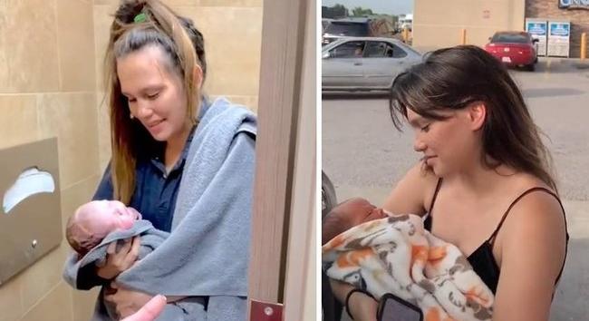 A benzinkút vécéjén derült ki, hogy nem pisilnie kell, hanem megindult a szülés – videó