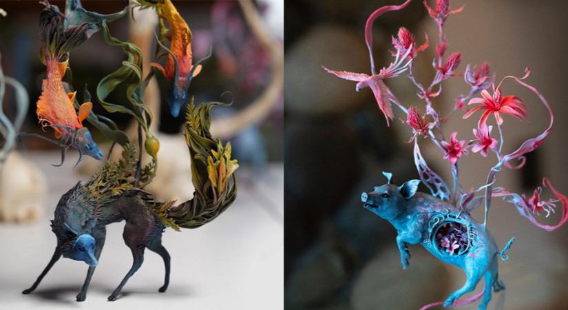 Növényeket és állatokat ötvözve készít lélegzetelállító porcelán szobrokat a művész - Galéria