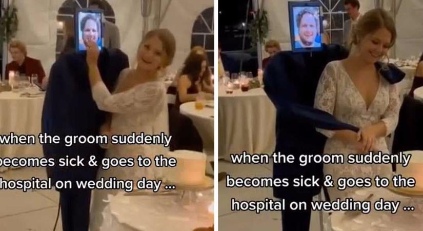 Ételmérgezés miatt nem vett részt a saját esküvőjén a vőlegény, ezért a menyasszony egy tablettel felszerelt manökennel táncolt