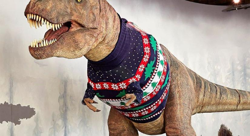 Karácsonyi pulcsit kapott a londoni Természettudományi Múzeum T. rexe