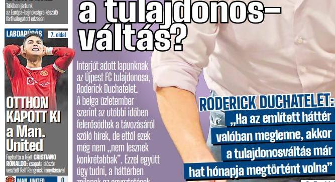 Interjút adott lapunknak az Újpest FC tulajdonosa, Roderick Duchatelet