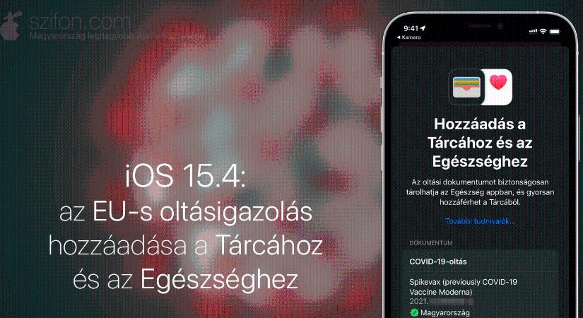 iOS 15.4: az EU-s oltásigazolás hozzáadása a Tárcához és az Egészséghez